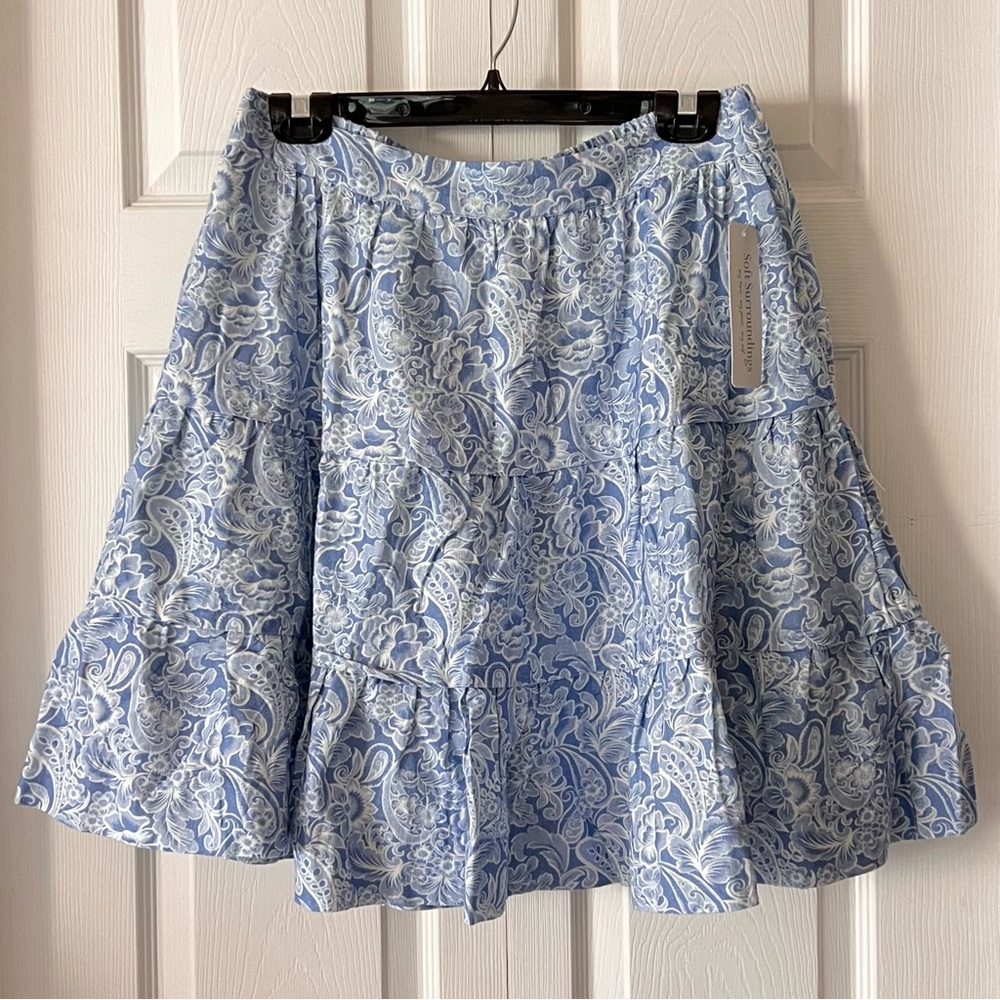 Soft Surroundings Heritage Paisley Above the Knee Tiered Skirt